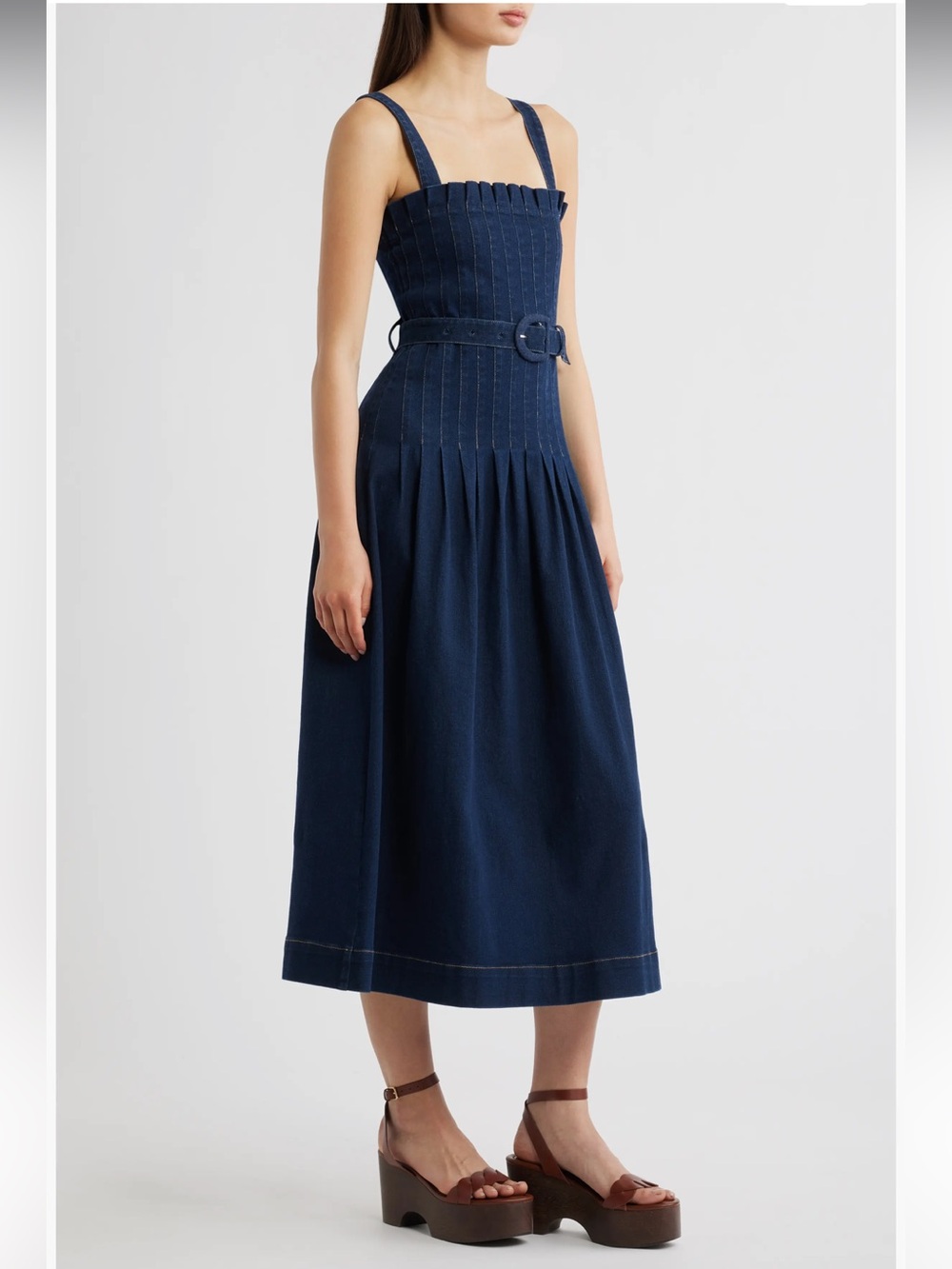 Anthropologie Denim Belted Midi Dress - Picture 4 of 8